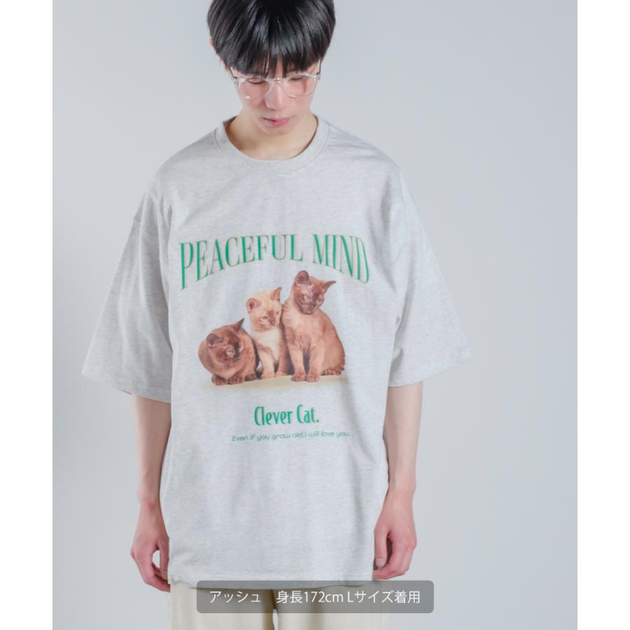 アニマルプリント Tシャツ メンズ 半袖 犬猫 ドッグ キャット ロゴ 