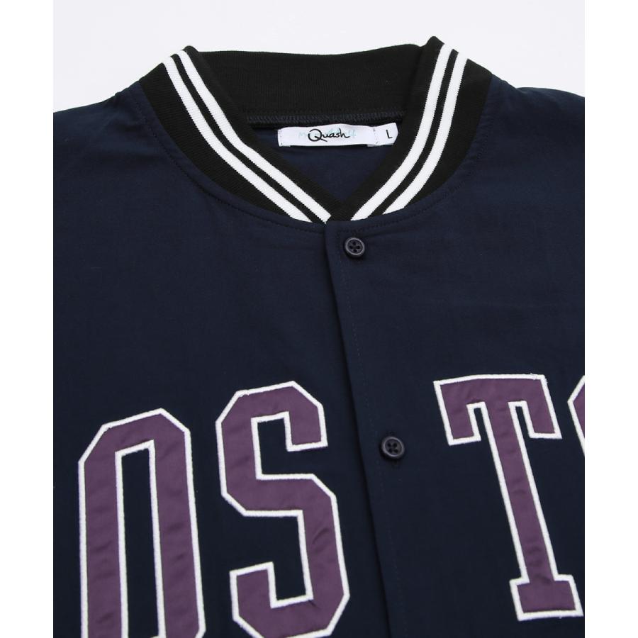 カレッジロゴ 刺しゅう 半袖 スタジアムシャツ メンズ アップリケ スタジャンシャツ ノーカラーシャツ シャツジャケット ストリート アメカジ | improves | 14