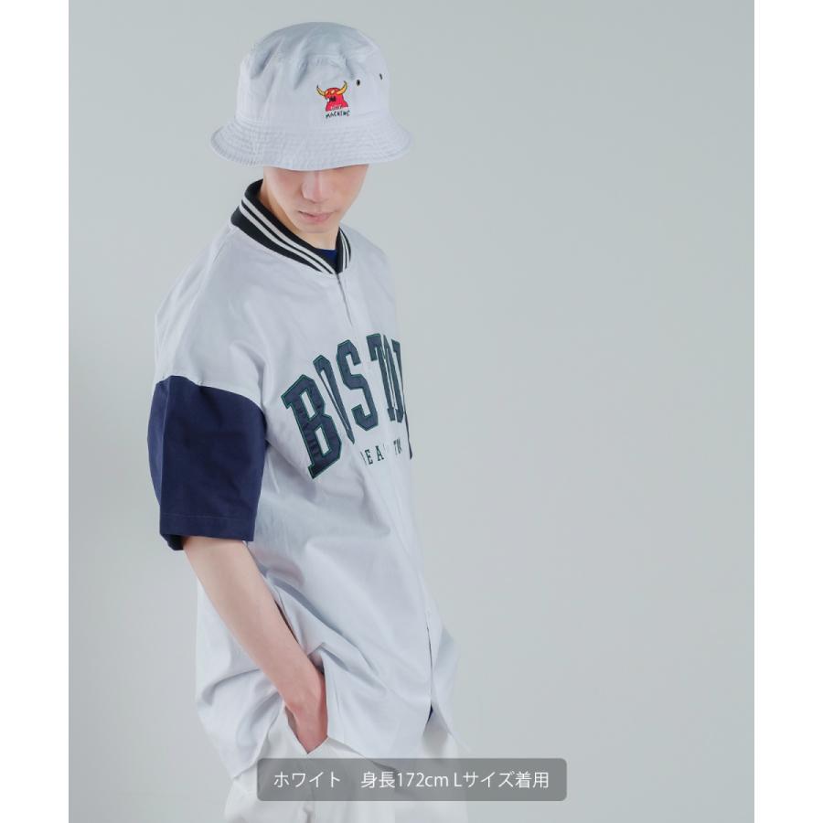 カレッジロゴ 刺しゅう 半袖 スタジアムシャツ メンズ アップリケ スタジャンシャツ ノーカラーシャツ シャツジャケット ストリート アメカジ | improves | 02