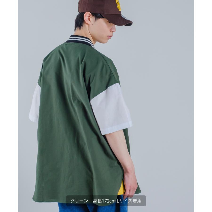 カレッジロゴ 刺しゅう 半袖 スタジアムシャツ メンズ アップリケ スタジャンシャツ ノーカラーシャツ シャツジャケット ストリート アメカジ | improves | 08