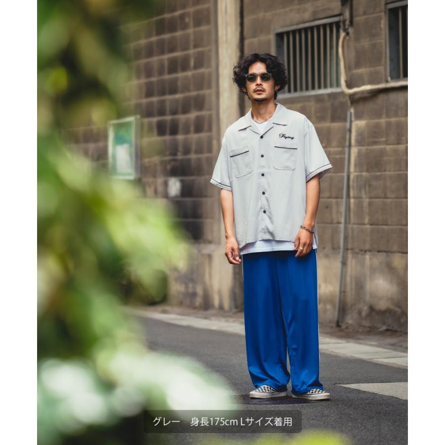 improves バック刺しゅう 半袖 オープンカラー ボウリングシャツ
