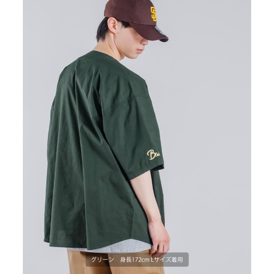 improves スタジアムロゴ 刺しゅう 半袖 ベースボールシャツ メンズ