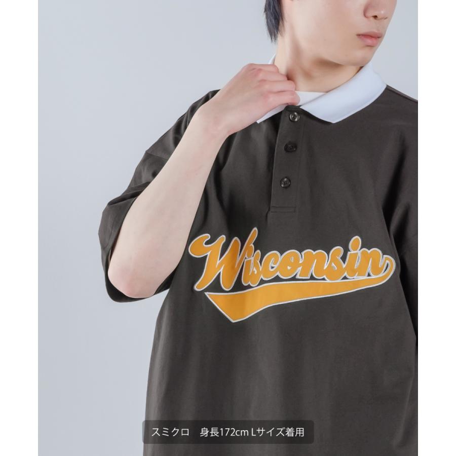 USコットン ロゴアップリケ 刺しゅう 半袖ポロシャツ メンズ スタジアムロゴ カットソー オーバーサイズ ビッグシルエット ゆったり 大きいサイズ トップス 韓国 | improves | 11