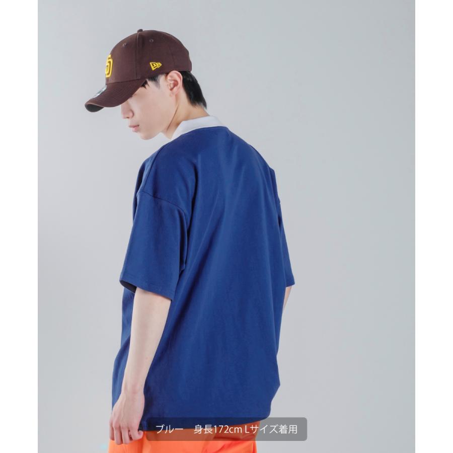 USコットン ロゴアップリケ 刺しゅう 半袖ポロシャツ メンズ スタジアムロゴ カットソー オーバーサイズ ビッグシルエット ゆったり 大きいサイズ トップス 韓国 | improves | 03