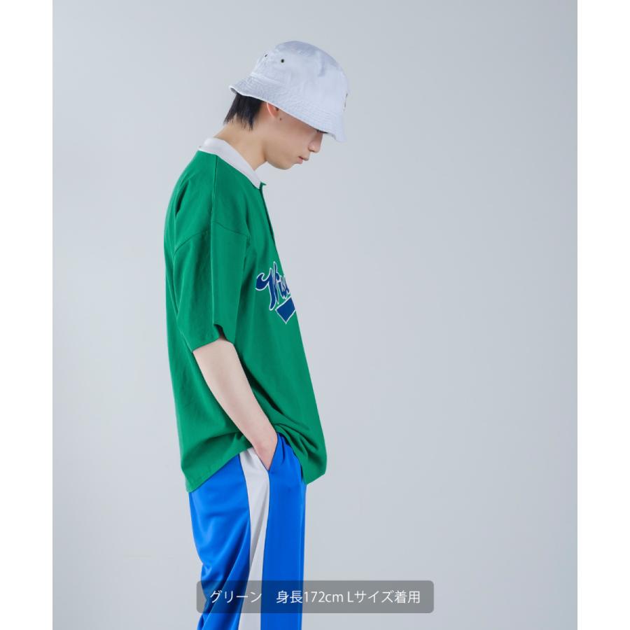 USコットン ロゴアップリケ 刺しゅう 半袖ポロシャツ メンズ スタジアムロゴ カットソー オーバーサイズ ビッグシルエット ゆったり 大きいサイズ トップス 韓国 | improves | 06