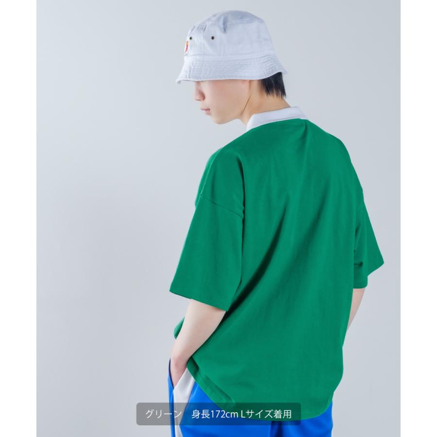 USコットン ロゴアップリケ 刺しゅう 半袖ポロシャツ メンズ スタジアムロゴ カットソー オーバーサイズ ビッグシルエット ゆったり 大きいサイズ トップス 韓国 | improves | 07