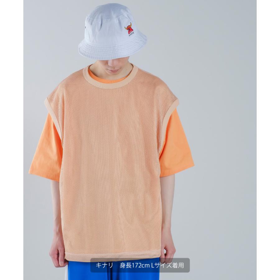 メッシュベスト×半袖Tシャツ アンサンブル メンズ セパレート カットソー クルーネック ノースリーブ オーバーサイズ ビッグシルエット 大きいサイズ 韓国 | improves | 01