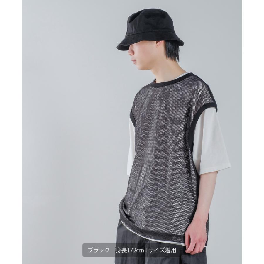 メッシュベスト×半袖Tシャツ アンサンブル メンズ セパレート カットソー クルーネック ノースリーブ オーバーサイズ ビッグシルエット 大きいサイズ 韓国 | improves | 07