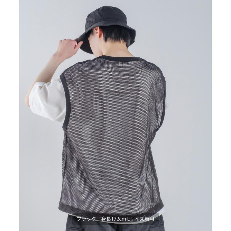 メッシュベスト×半袖Tシャツ アンサンブル メンズ セパレート カットソー クルーネック ノースリーブ オーバーサイズ ビッグシルエット 大きいサイズ 韓国 | improves | 09