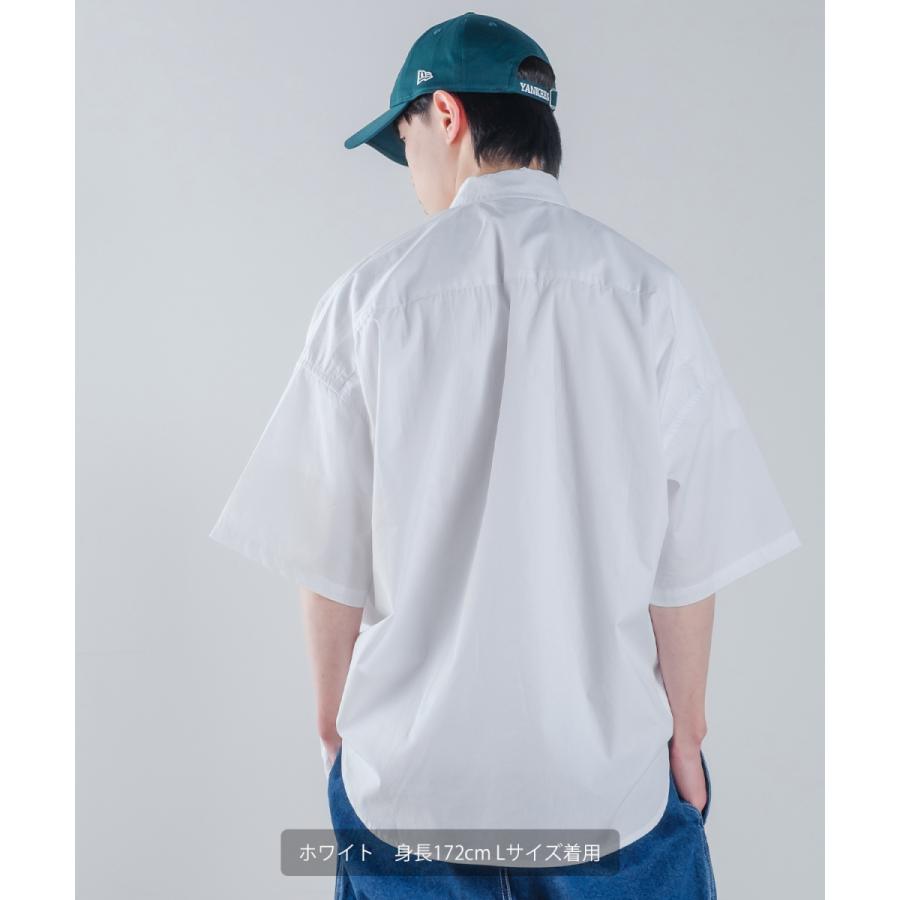 ロゴワッペン ブロード 半袖ビッグシャツ メンズ 刺しゅう レギュラーカラーシャツ オーバーサイズ ビッグシルエット ゆったり 大きいサイズ トップス シンプル | improves | 10