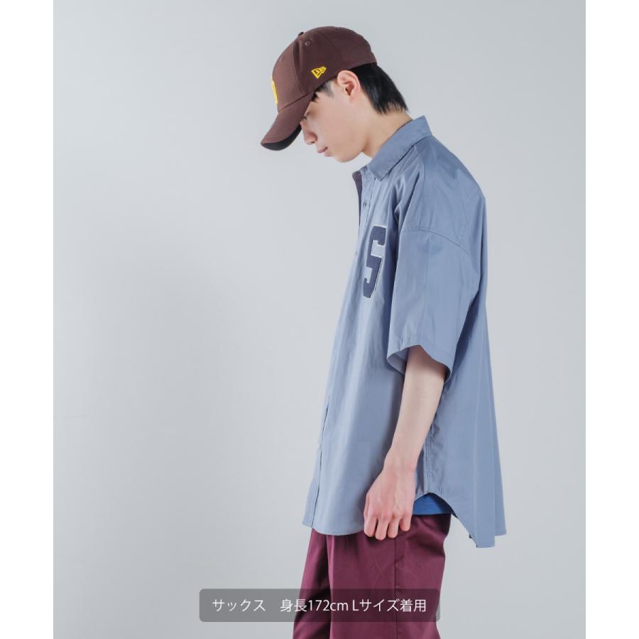 ロゴワッペン ブロード 半袖ビッグシャツ メンズ 刺しゅう レギュラーカラーシャツ オーバーサイズ ビッグシルエット ゆったり 大きいサイズ トップス シンプル | improves | 02