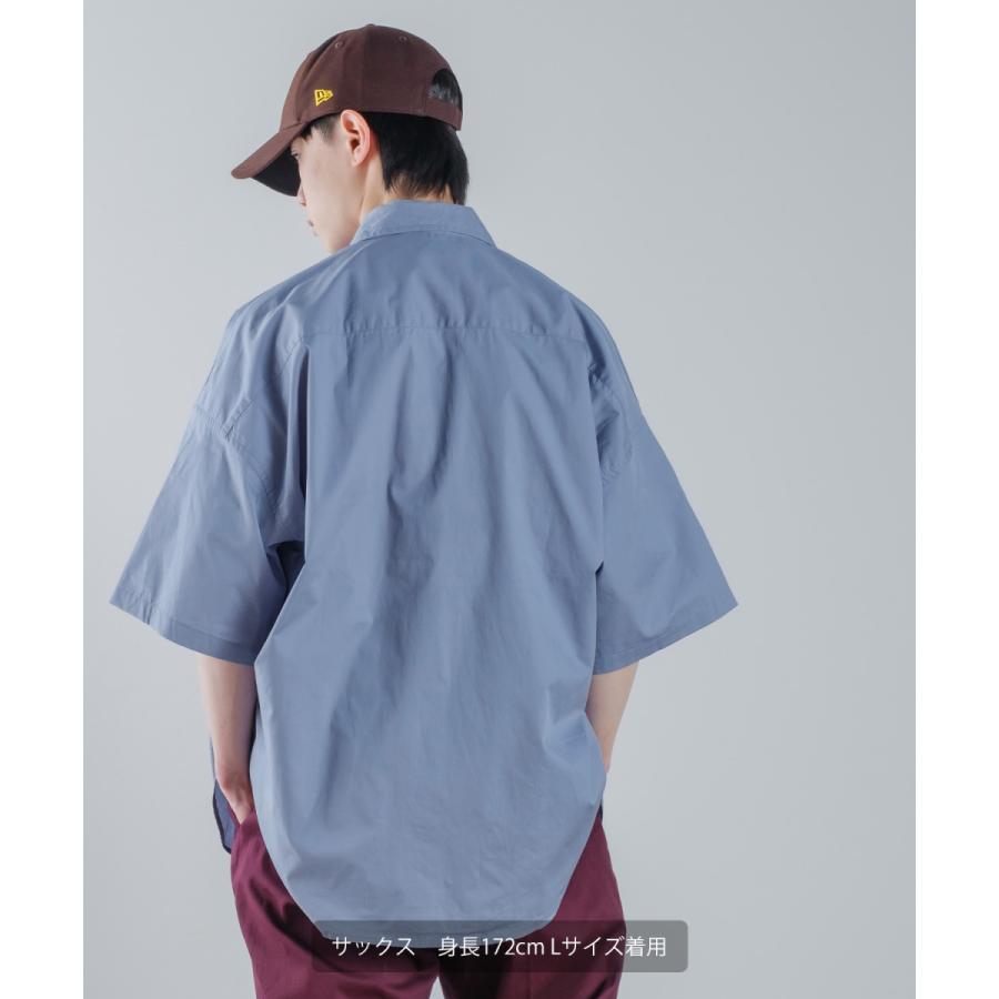 ロゴワッペン ブロード 半袖ビッグシャツ メンズ 刺しゅう レギュラーカラーシャツ オーバーサイズ ビッグシルエット ゆったり 大きいサイズ トップス シンプル | improves | 03