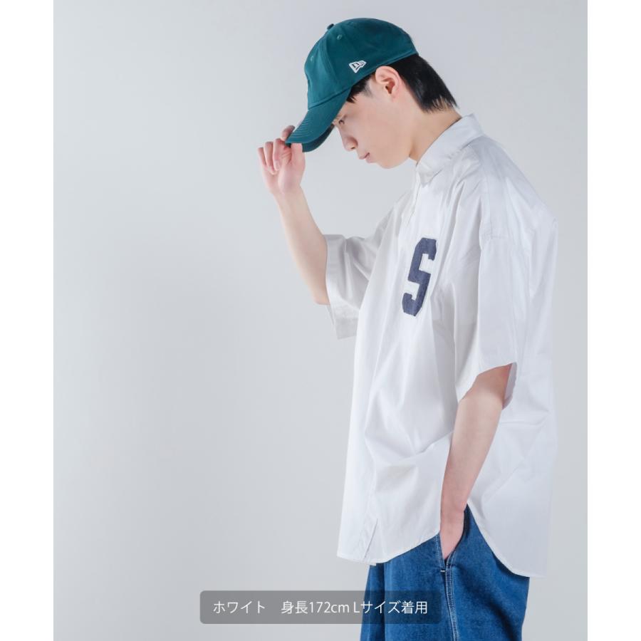 ロゴワッペン ブロード 半袖ビッグシャツ メンズ 刺しゅう レギュラーカラーシャツ オーバーサイズ ビッグシルエット ゆったり 大きいサイズ トップス シンプル | improves | 07