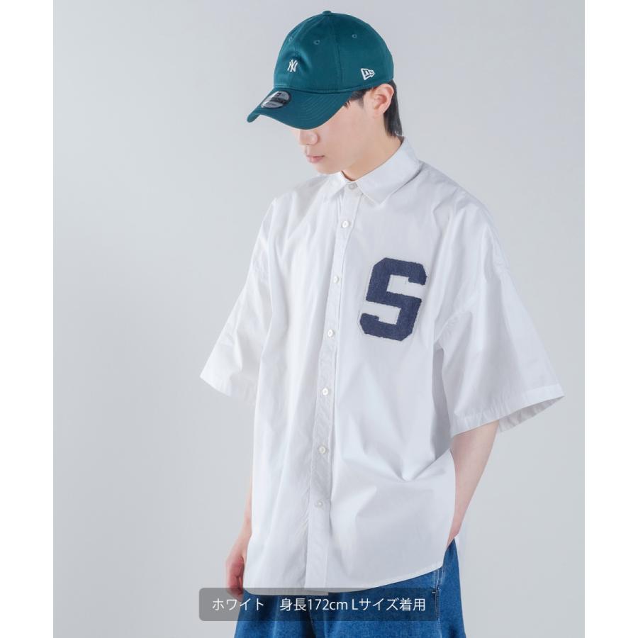 ロゴワッペン ブロード 半袖ビッグシャツ メンズ 刺しゅう レギュラーカラーシャツ オーバーサイズ ビッグシルエット ゆったり 大きいサイズ トップス シンプル | improves | 08