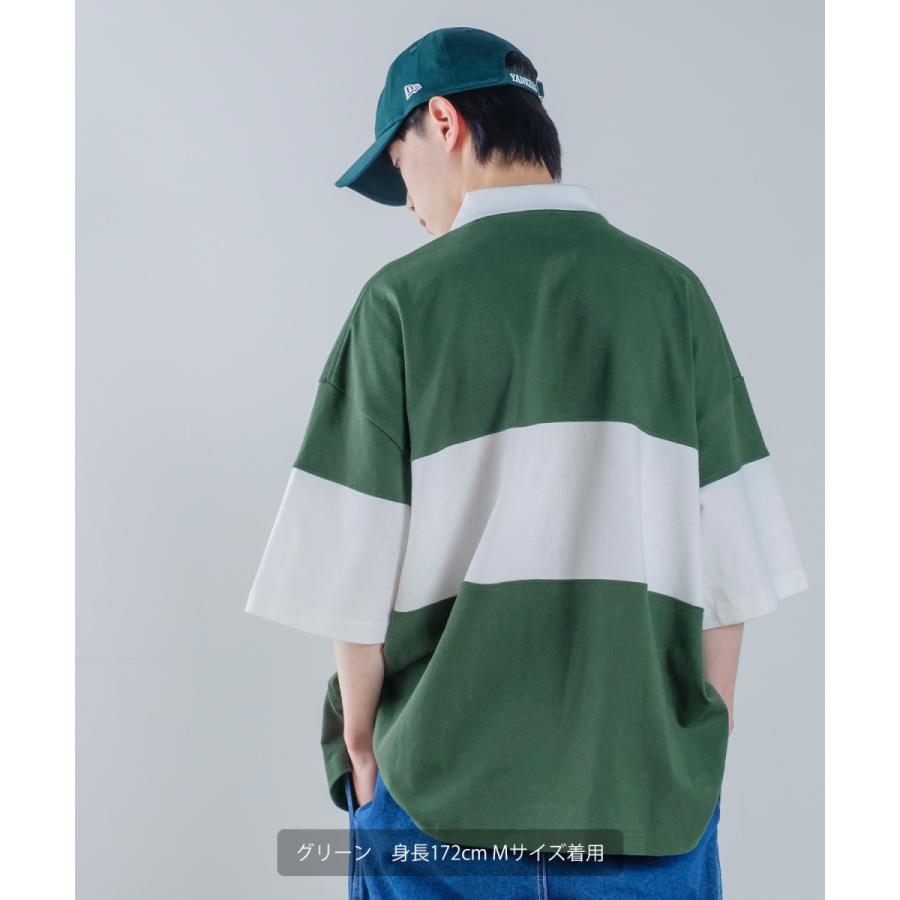 切替 ロゴ刺しゅう 半袖 ビッグポロシャツ メンズ ラインデザイン ラガーシャツ オーバーサイズ ビッグサイズ ゆったり 大きいサイズ 韓国ファッション アメカジ | improves | 13