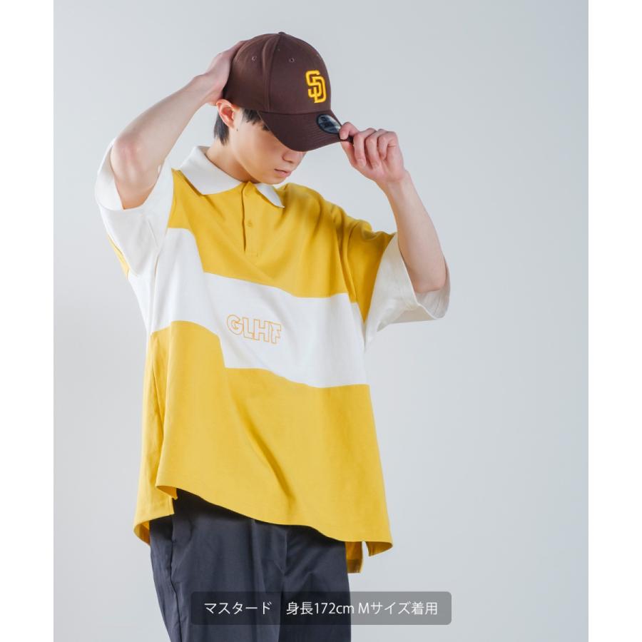 切替 ロゴ刺しゅう 半袖 ビッグポロシャツ メンズ ラインデザイン ラガーシャツ オーバーサイズ ビッグサイズ ゆったり 大きいサイズ 韓国ファッション アメカジ | improves | 06