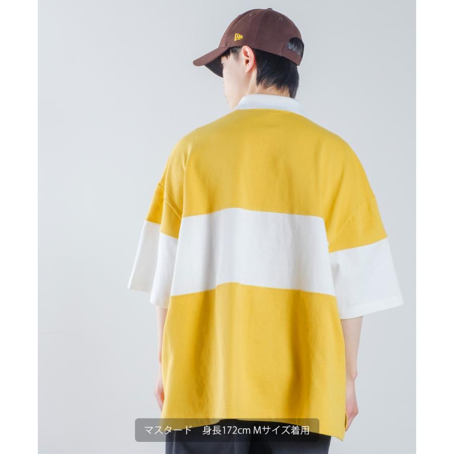 切替 ロゴ刺しゅう 半袖 ビッグポロシャツ メンズ ラインデザイン ラガーシャツ オーバーサイズ ビッグサイズ ゆったり 大きいサイズ 韓国ファッション アメカジ | improves | 08