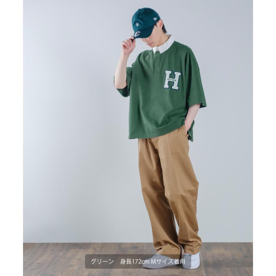 ロゴワッペン 刺しゅう 半袖 ビッグ ラガーシャツ メンズ ラインデザイン ポロシャツ オーバーサイズ ビッグサイズ ゆったり 大きいサイズ 韓国 アメカジ | improves | 11