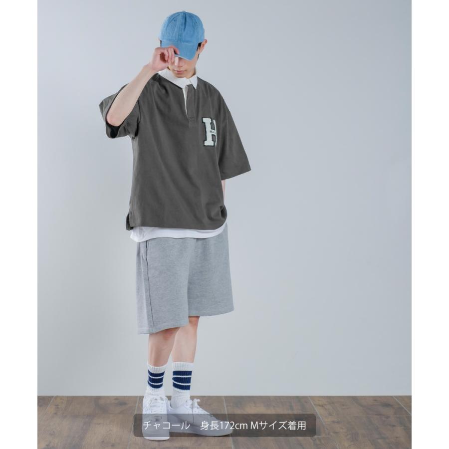 ロゴワッペン 刺しゅう 半袖 ビッグ ラガーシャツ メンズ ラインデザイン ポロシャツ オーバーサイズ ビッグサイズ ゆったり 大きいサイズ 韓国 アメカジ | improves | 04