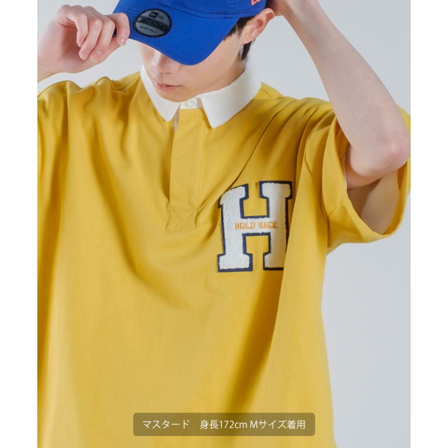 ロゴワッペン 刺しゅう 半袖 ビッグ ラガーシャツ メンズ ラインデザイン ポロシャツ オーバーサイズ ビッグサイズ ゆったり 大きいサイズ 韓国 アメカジ | improves | 06