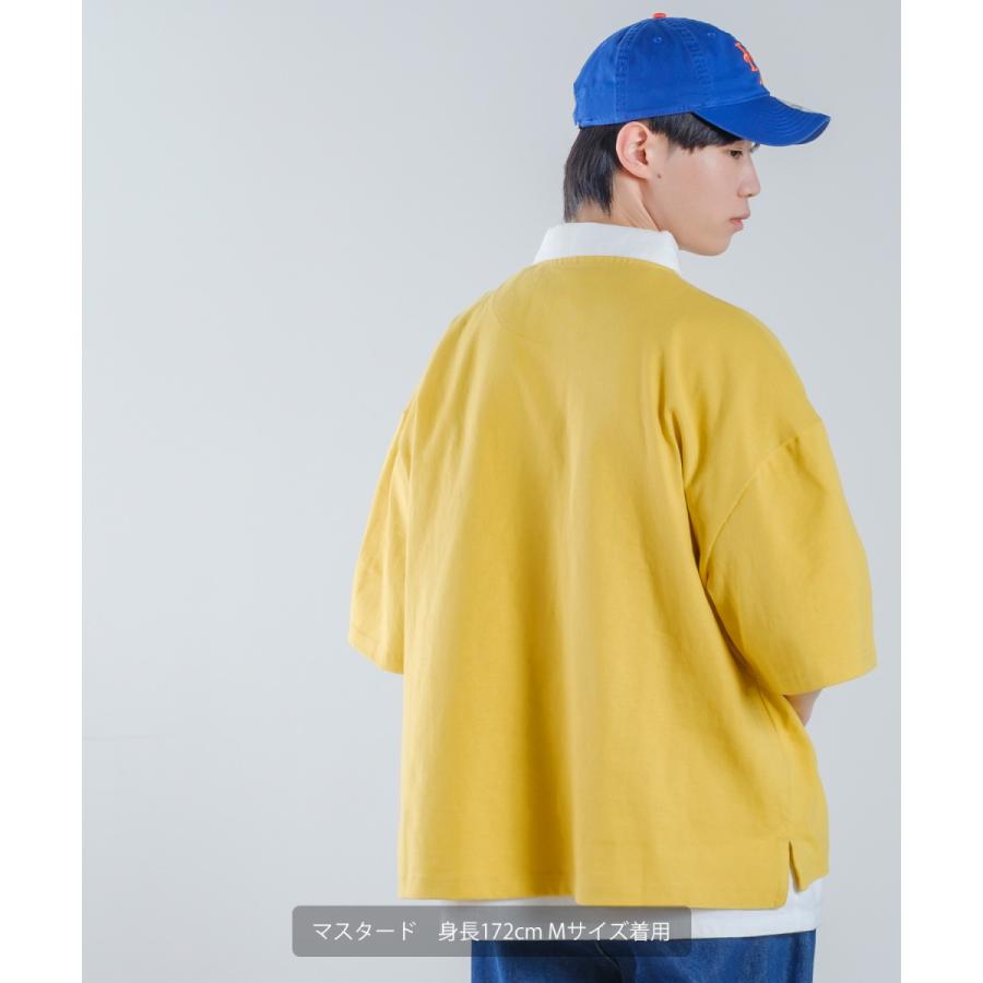 ロゴワッペン 刺しゅう 半袖 ビッグ ラガーシャツ メンズ ラインデザイン ポロシャツ オーバーサイズ ビッグサイズ ゆったり 大きいサイズ 韓国 アメカジ | improves | 07