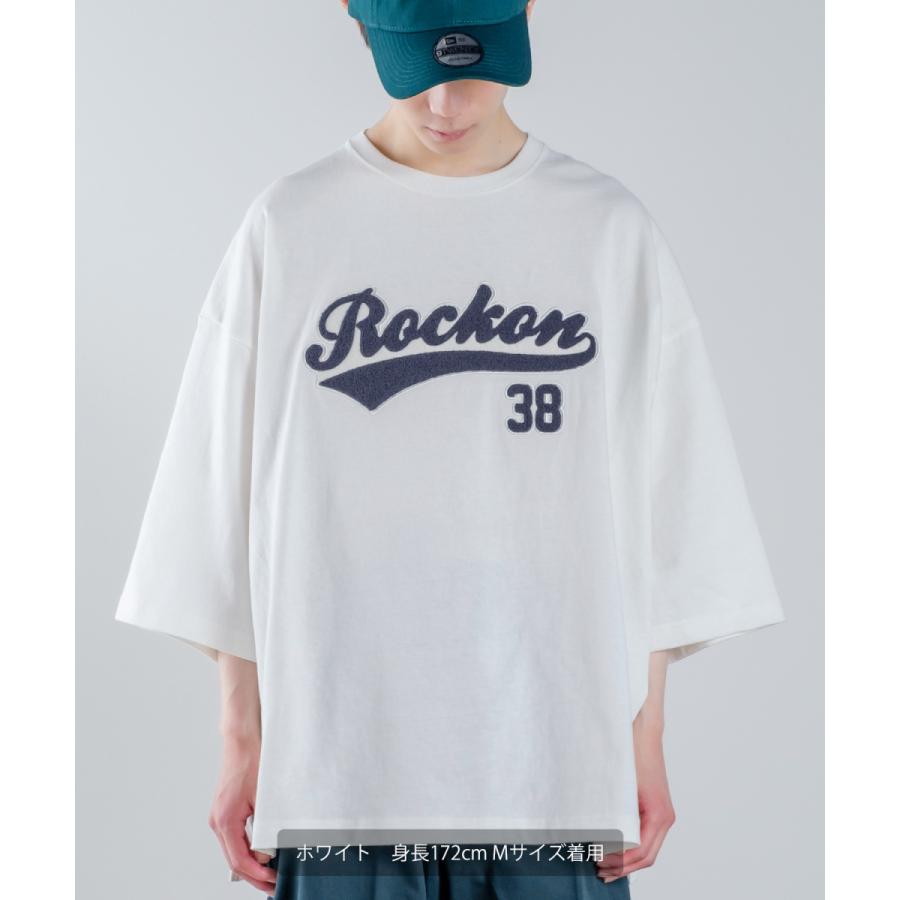 ロゴ ワッペン 刺しゅう 半袖 ビッグ Tシャツ メンズ カットソー スタジアムロゴ ドルマンスリーブ オーバーサイズ ビッグサイズ ゆったり 大きいサイズ | improves | 01