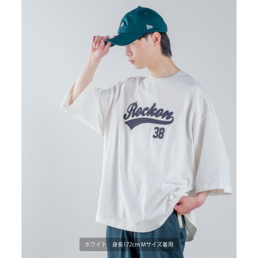 ロゴ ワッペン 刺しゅう 半袖 ビッグ Tシャツ メンズ カットソー スタジアムロゴ ドルマンスリーブ オーバーサイズ ビッグサイズ ゆったり 大きいサイズ | improves | 02