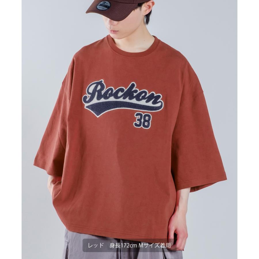 ロゴ ワッペン 刺しゅう 半袖 ビッグ Tシャツ メンズ カットソー スタジアムロゴ ドルマンスリーブ オーバーサイズ ビッグサイズ ゆったり 大きいサイズ | improves | 08