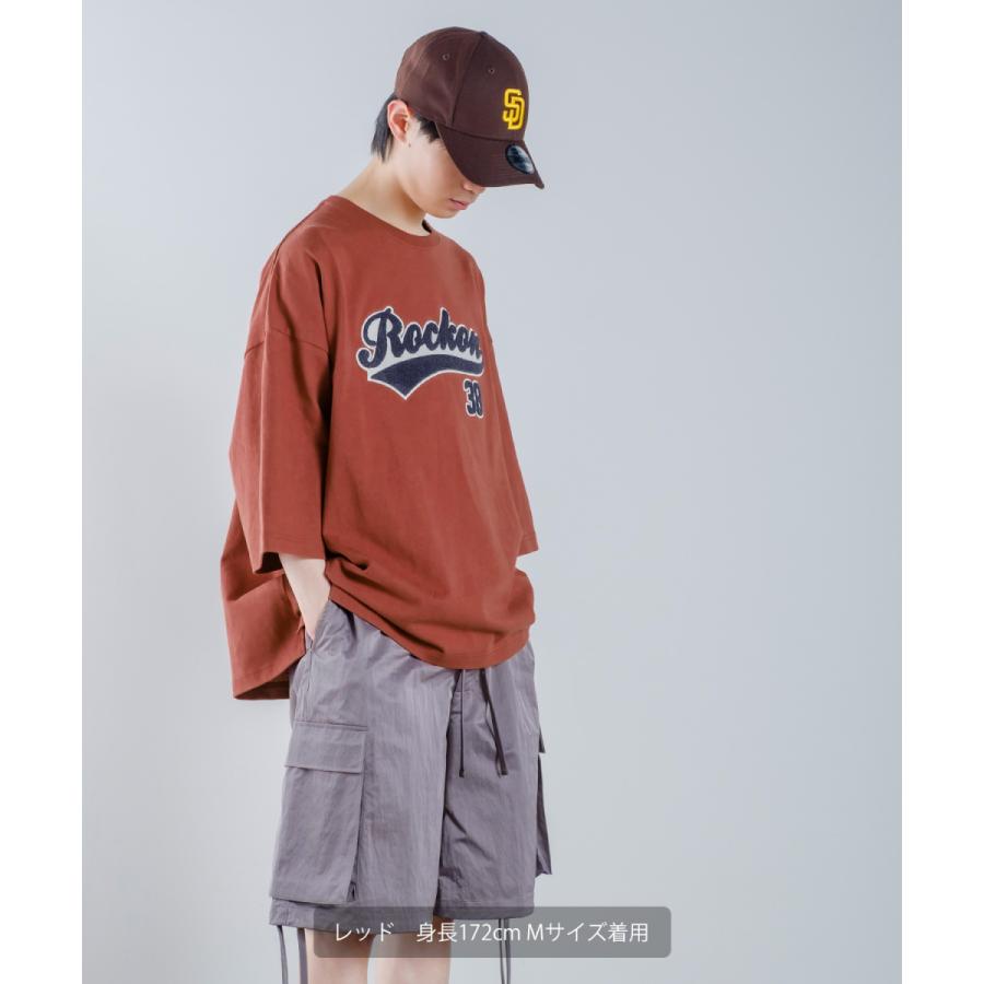 ロゴ ワッペン 刺しゅう 半袖 ビッグ Tシャツ メンズ カットソー スタジアムロゴ ドルマンスリーブ オーバーサイズ ビッグサイズ ゆったり 大きいサイズ | improves | 09