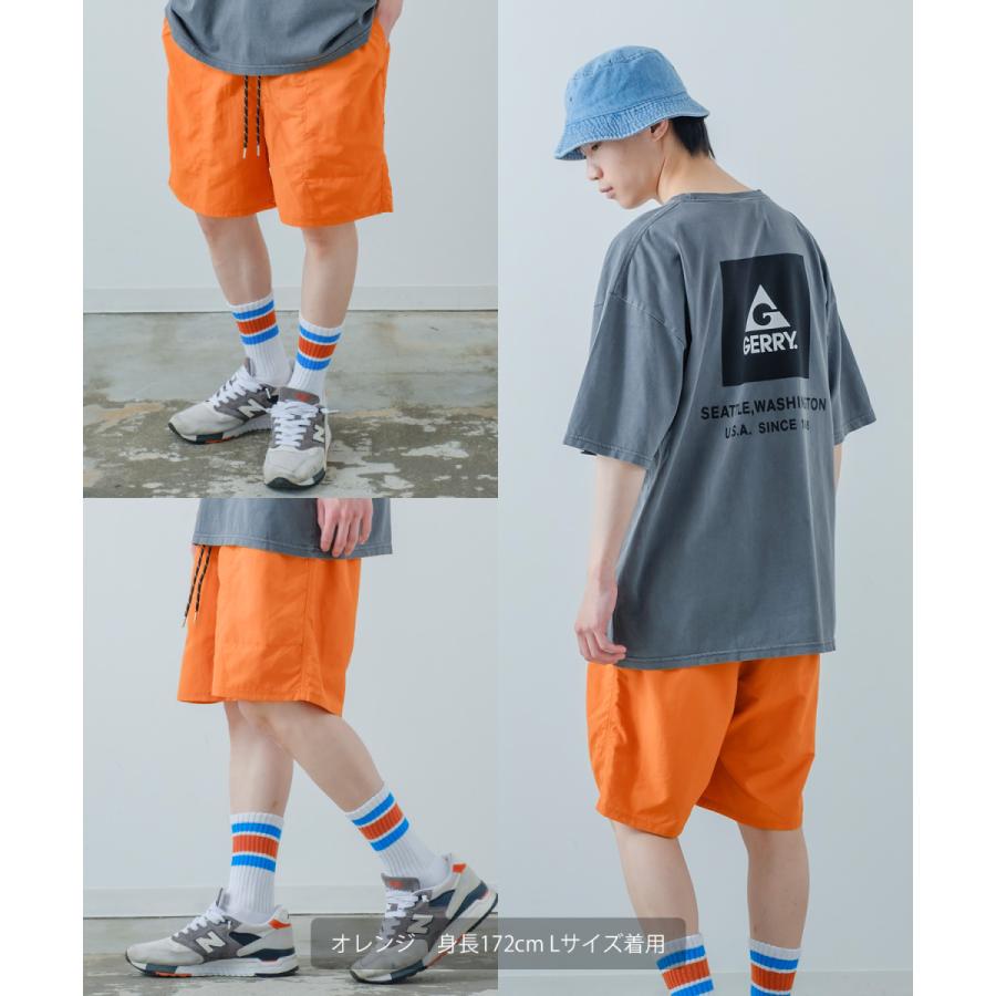 クール系 ハーフジップ タイダイ 半袖ショートパンツ 韓国 a1631 improves 製品染め ナイロン ショートパンツ メンズ レディース