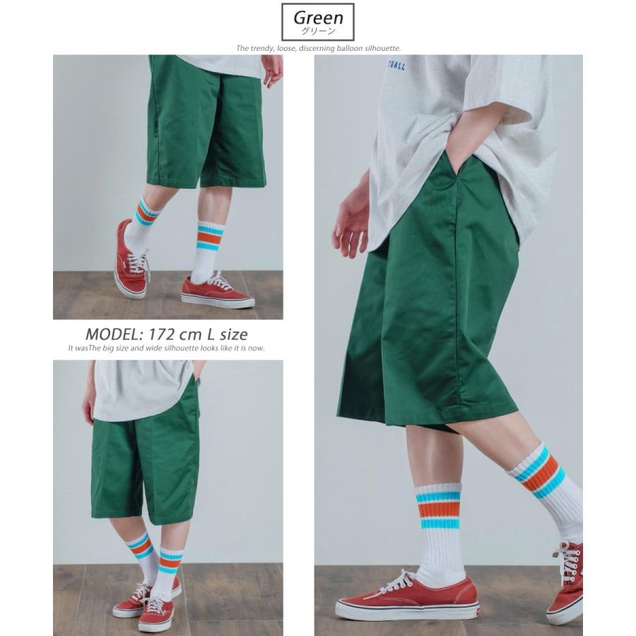 オーバーサイズ スケーター チノショーツ メンズ チノパン ショートパンツ ハーフパンツ スケーターパンツ ビッグサイズ ゆったり 韓国 ストリート 古着MIX | improves | 03