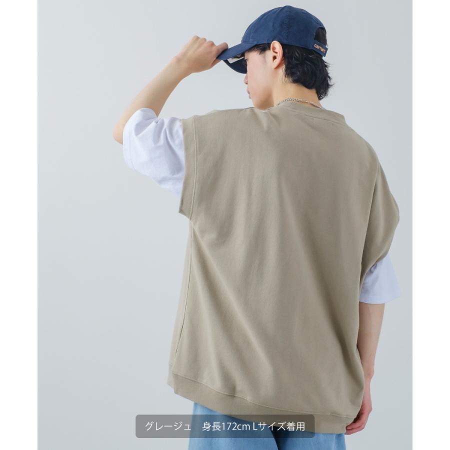 USコットン 裏毛ベスト&カットソー&ネックレス メンズ アンサンブル スウェットベスト Tシャツ チェーンネックレス オーバーサイズ 大きいサイズ 韓国 | improves | 02