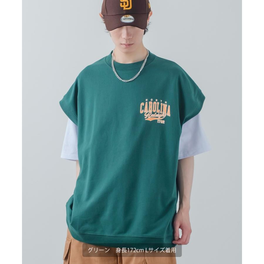 USコットン 裏毛ベスト&カットソー&ネックレス メンズ アンサンブル スウェットベスト Tシャツ チェーンネックレス オーバーサイズ 大きいサイズ 韓国 | improves | 04