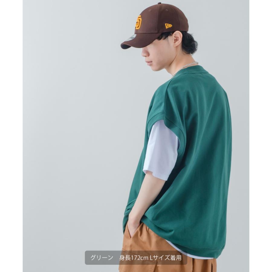 USコットン 裏毛ベスト&カットソー&ネックレス メンズ アンサンブル スウェットベスト Tシャツ チェーンネックレス オーバーサイズ 大きいサイズ 韓国 | improves | 06