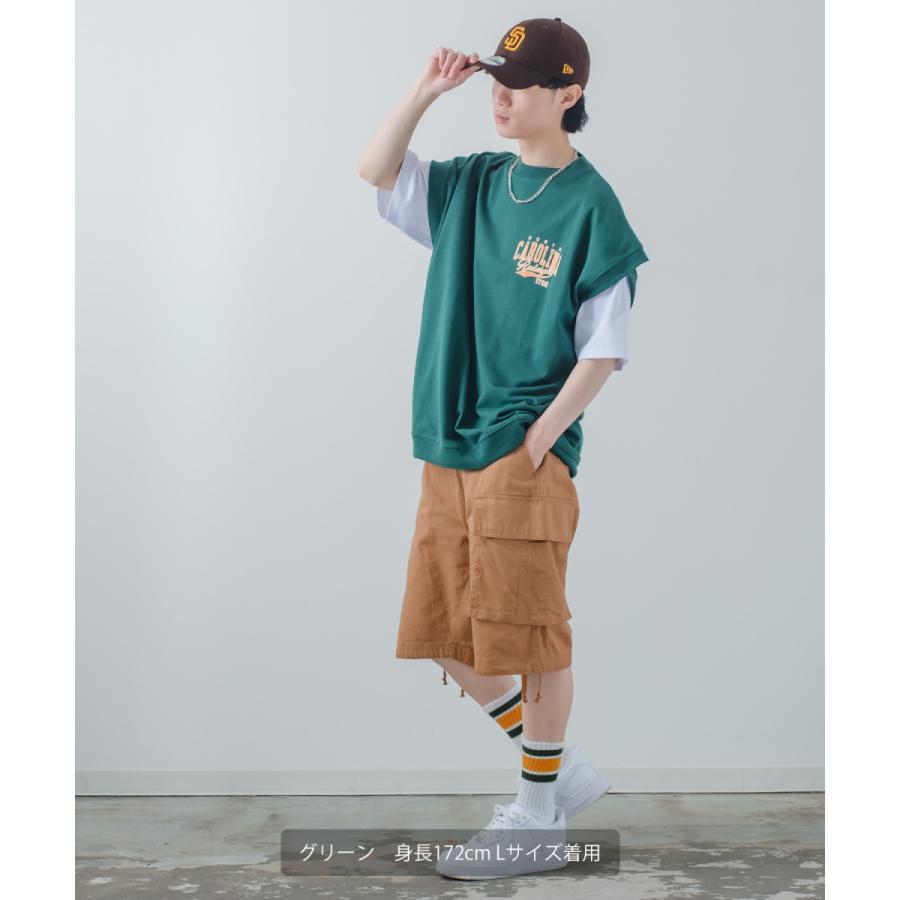 USコットン 裏毛ベスト&カットソー&ネックレス メンズ アンサンブル スウェットベスト Tシャツ チェーンネックレス オーバーサイズ 大きいサイズ 韓国 | improves | 07