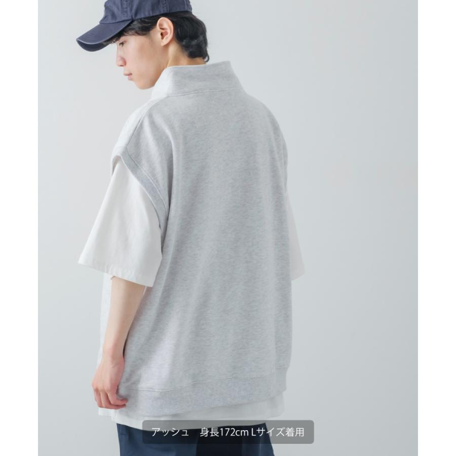 希少 ストーンアイランド ロゴ刺繍 ジップ スウェット ノースリーブ ベスト STONE ISLAND(ストーンアイランド)】 ハーフジップスウェットトップス