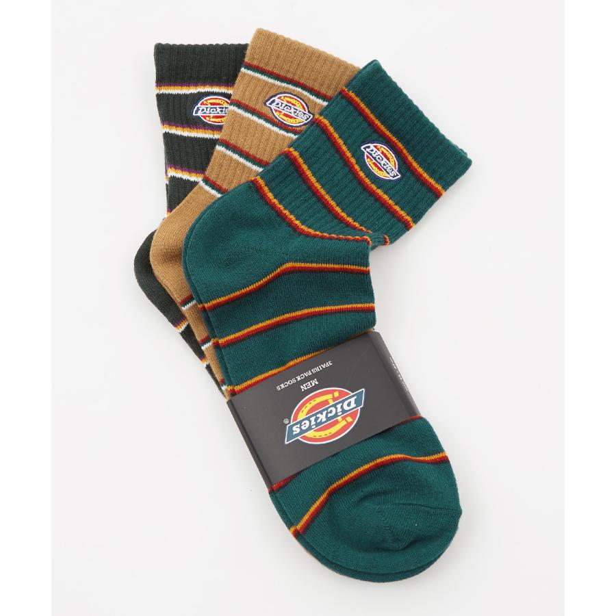 ソックス メンズ Dickies/ディッキーズ 3足セット マルチボーダー ラインソックス ショートソックス スニーカーソックス ワンポイント 靴下 くつした ブランド | Dickies | 01
