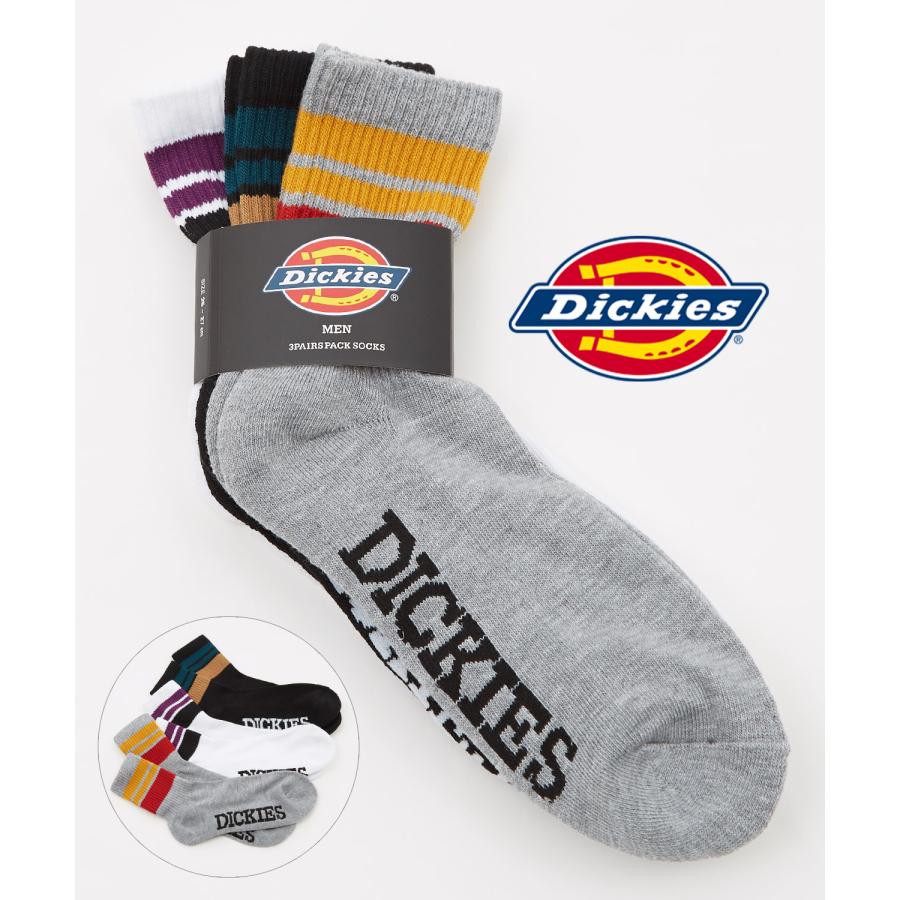 ソックス メンズ Dickies/ディッキーズ 3足セット パイル ラインソックス ショートソックス スニーカーソックス ワンポイント 靴下 くつした ブランド | Dickies