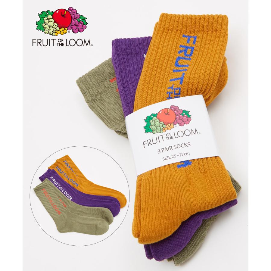 ソックス メンズ FRUIT OF THE LOOM/フルーツオブザルーム 3足セット ブランドロゴ ソックス バイカラー ミドルソックス スニーカーソックス 靴下 くつした | Dickies