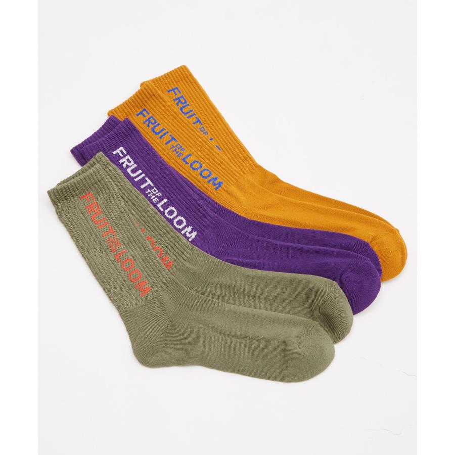 ソックス メンズ FRUIT OF THE LOOM/フルーツオブザルーム 3足セット ブランドロゴ ソックス バイカラー ミドルソックス スニーカーソックス 靴下 くつした | Dickies | 01