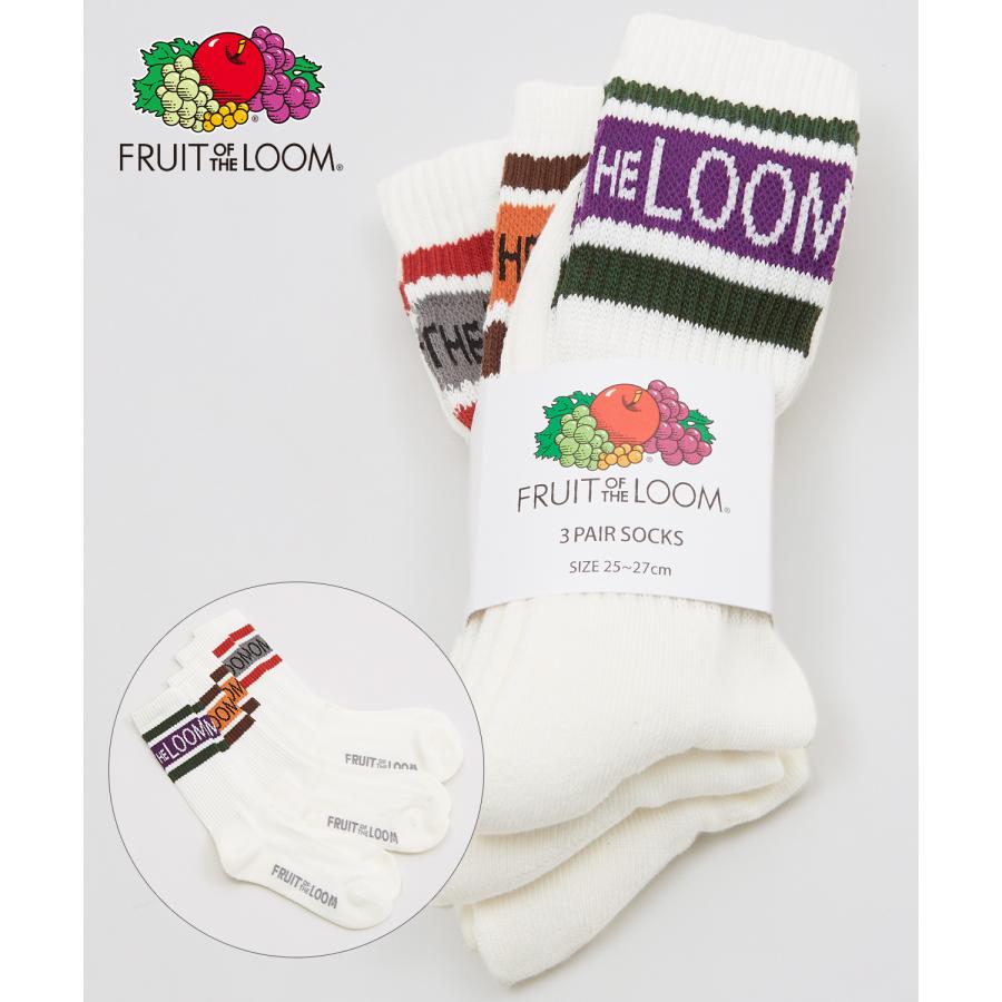 ソックス メンズ FRUIT OF THE LOOM/フルーツオブザルーム 3足セット ブランドロゴ ソックス バイカラー ミドルソックス スニーカーソックス 靴下 くつした | Dickies