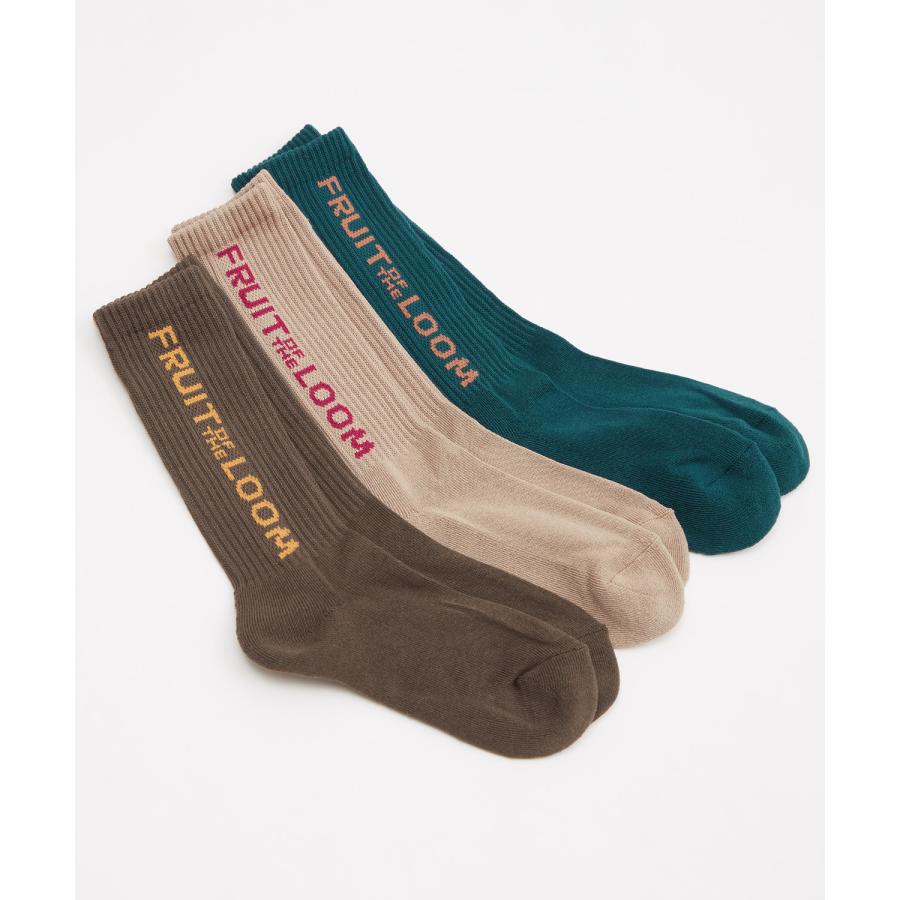 ソックス メンズ FRUIT OF THE LOOM/フルーツオブザルーム 3足セット ブランドロゴ ソックス バイカラー ミドルソックス スニーカーソックス 靴下 くつした | Dickies | 01