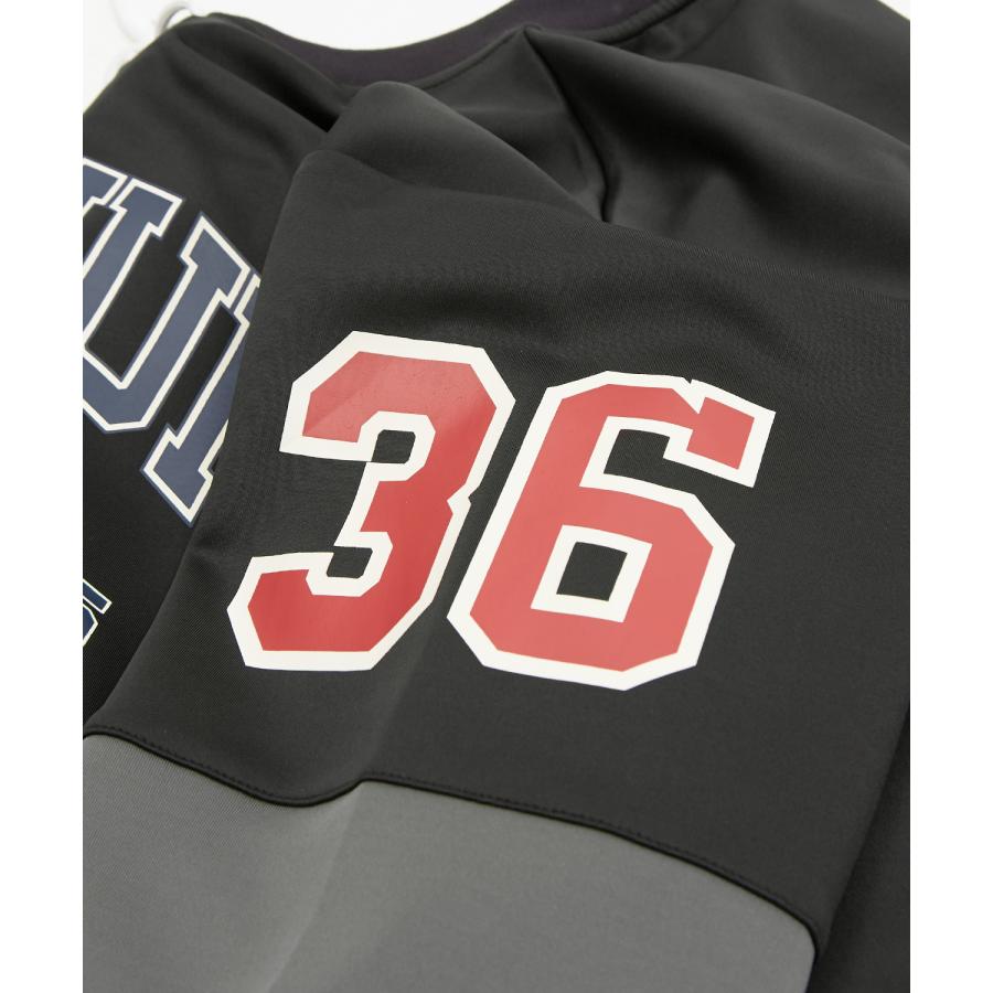 長袖Tシャツ メンズ ロンT ホッケーシャツ ゲームシャツ レースアップ カレッジロゴ プリント ヘンリーネック オーバーサイズ 大きいサイズ ゆったり | improves | 14