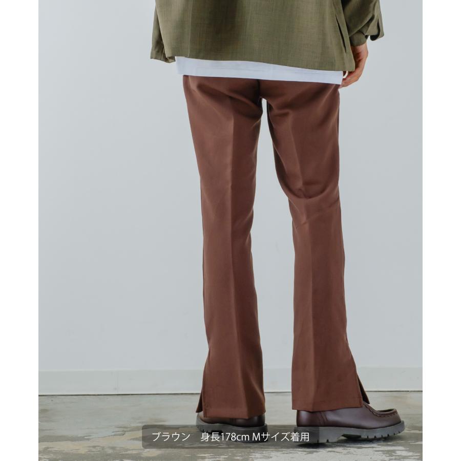 フレアパンツ メンズ サイドスリット スラックス センタープリーツ センタープレス タンパロン デニム イージーパンツ きれいめカジュアル モード ストリート | improves | 15