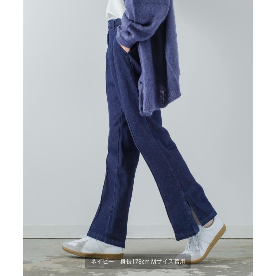 フレアパンツ メンズ サイドスリット スラックス センタープリーツ センタープレス タンパロン デニム イージーパンツ きれいめカジュアル モード ストリート | improves | 11