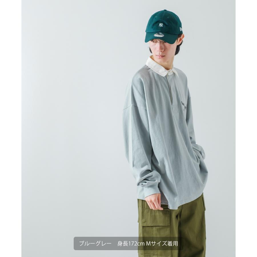 ポロシャツ メンズ ヘビーウエイト ラガーシャツ 長袖 刺しゅう ロゴ ワンポイント オーバーサイズ 大きいサイズ ゆったり ゲームシャツ アメカジ | improves | 04