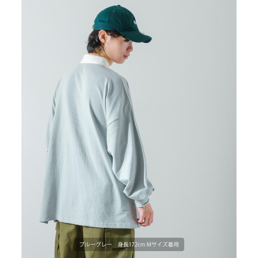 ポロシャツ メンズ ヘビーウエイト ラガーシャツ 長袖 刺しゅう ロゴ ワンポイント オーバーサイズ 大きいサイズ ゆったり ゲームシャツ アメカジ | improves | 06