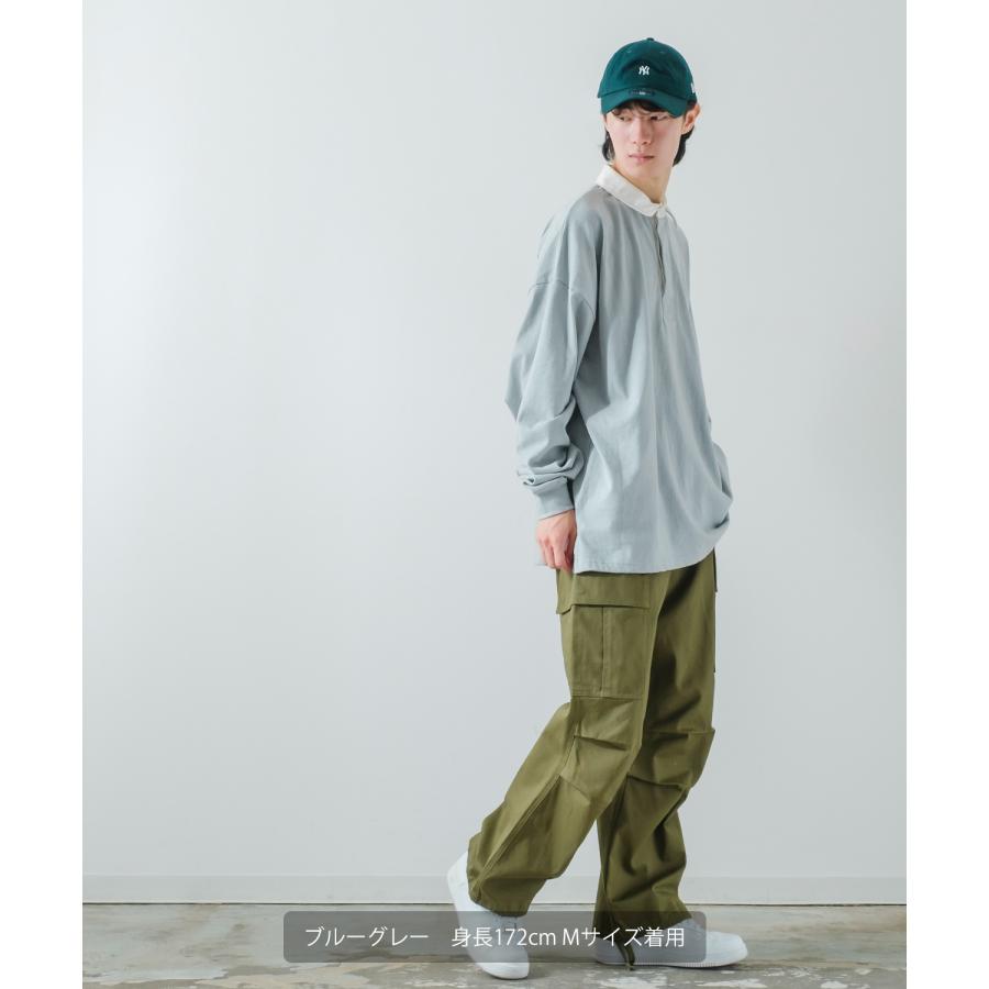 ポロシャツ メンズ ヘビーウエイト ラガーシャツ 長袖 刺しゅう ロゴ ワンポイント オーバーサイズ 大きいサイズ ゆったり ゲームシャツ アメカジ | improves | 07