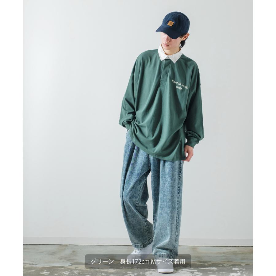 ポロシャツ メンズ ヘビーウエイト ラガーシャツ 長袖 刺しゅう ロゴ ワンポイント オーバーサイズ 大きいサイズ ゆったり ゲームシャツ アメカジ | improves | 12