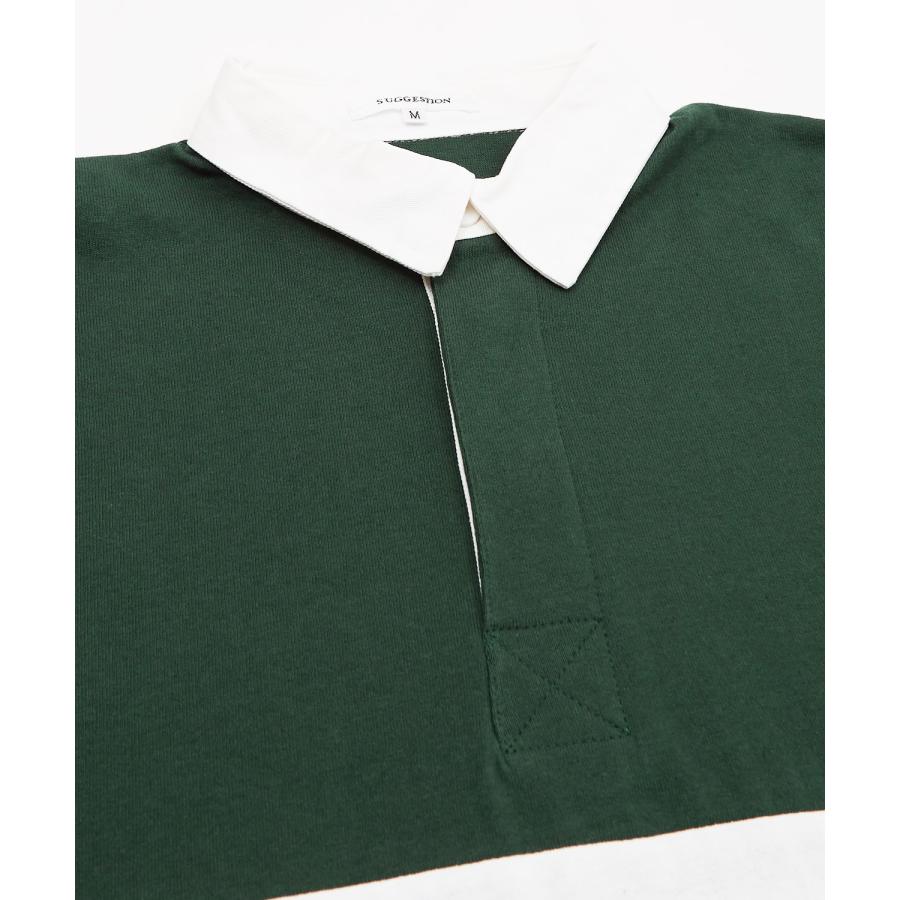 ポロシャツ メンズ ヘビーウエイト ラガーシャツ 長袖 ライン 切替 ビッグシルエット オーバーサイズ 大きいサイズ ゆったり ゲームシャツ アメカジ ストリート | improves | 18